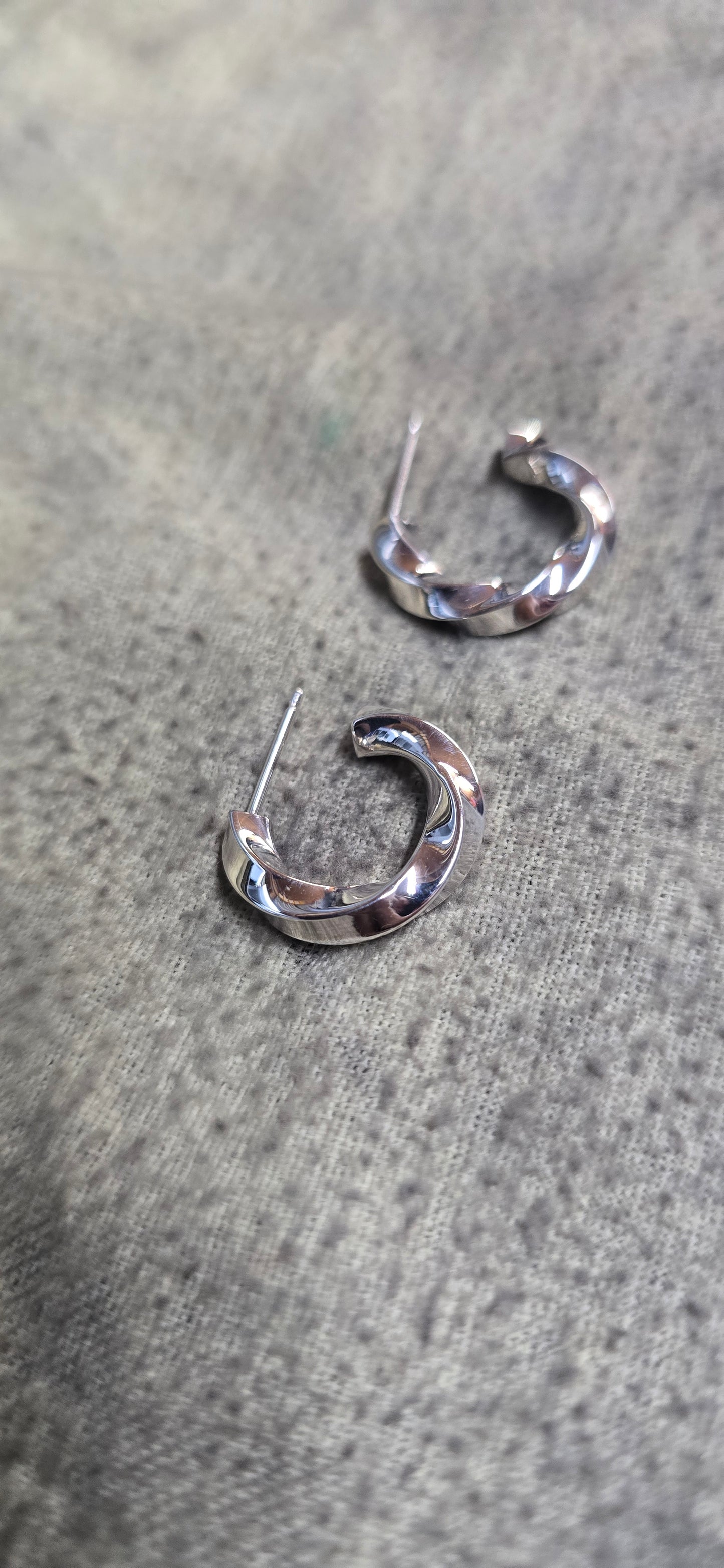 3mm sterling silver twisted solid hoop earrings.