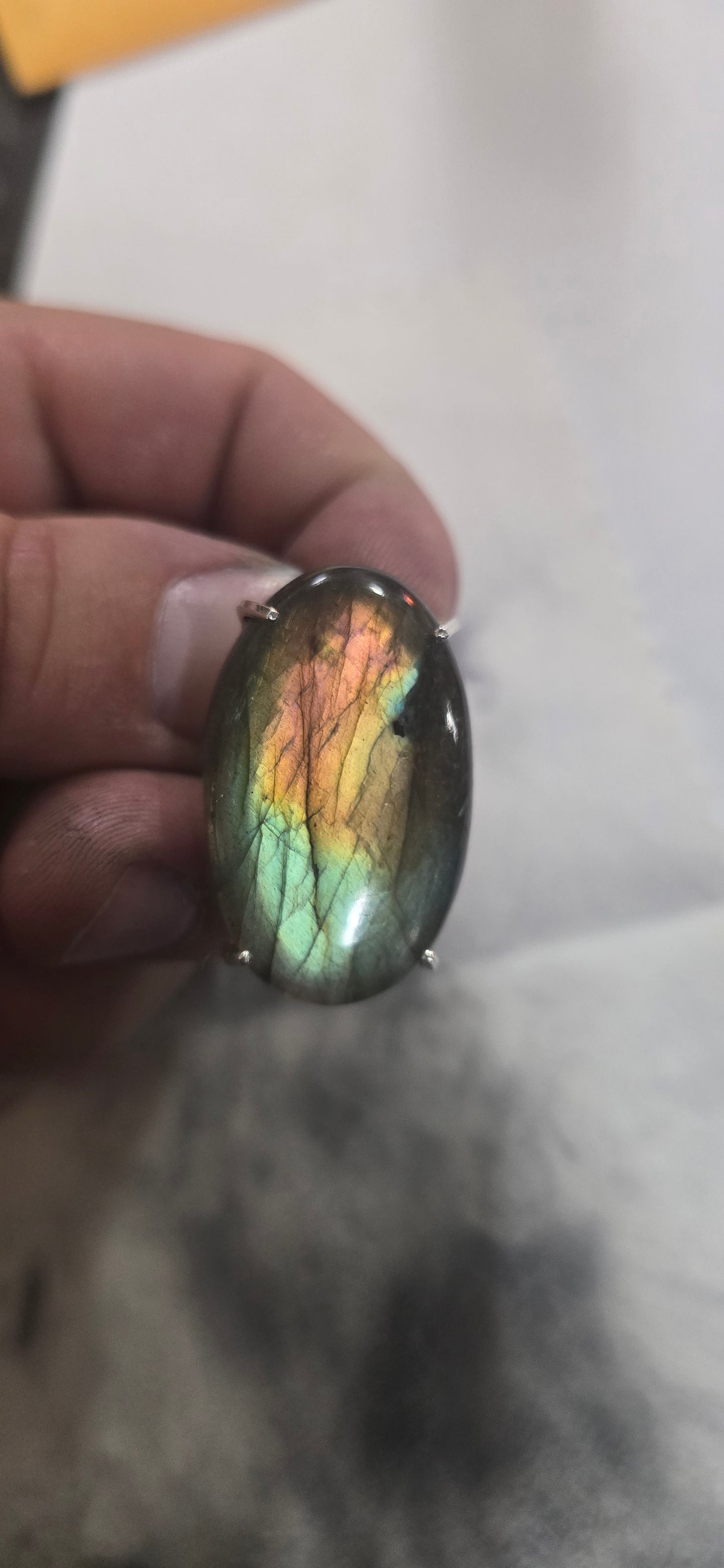 Pretty rock mounted in sterling silver. Hidden bail