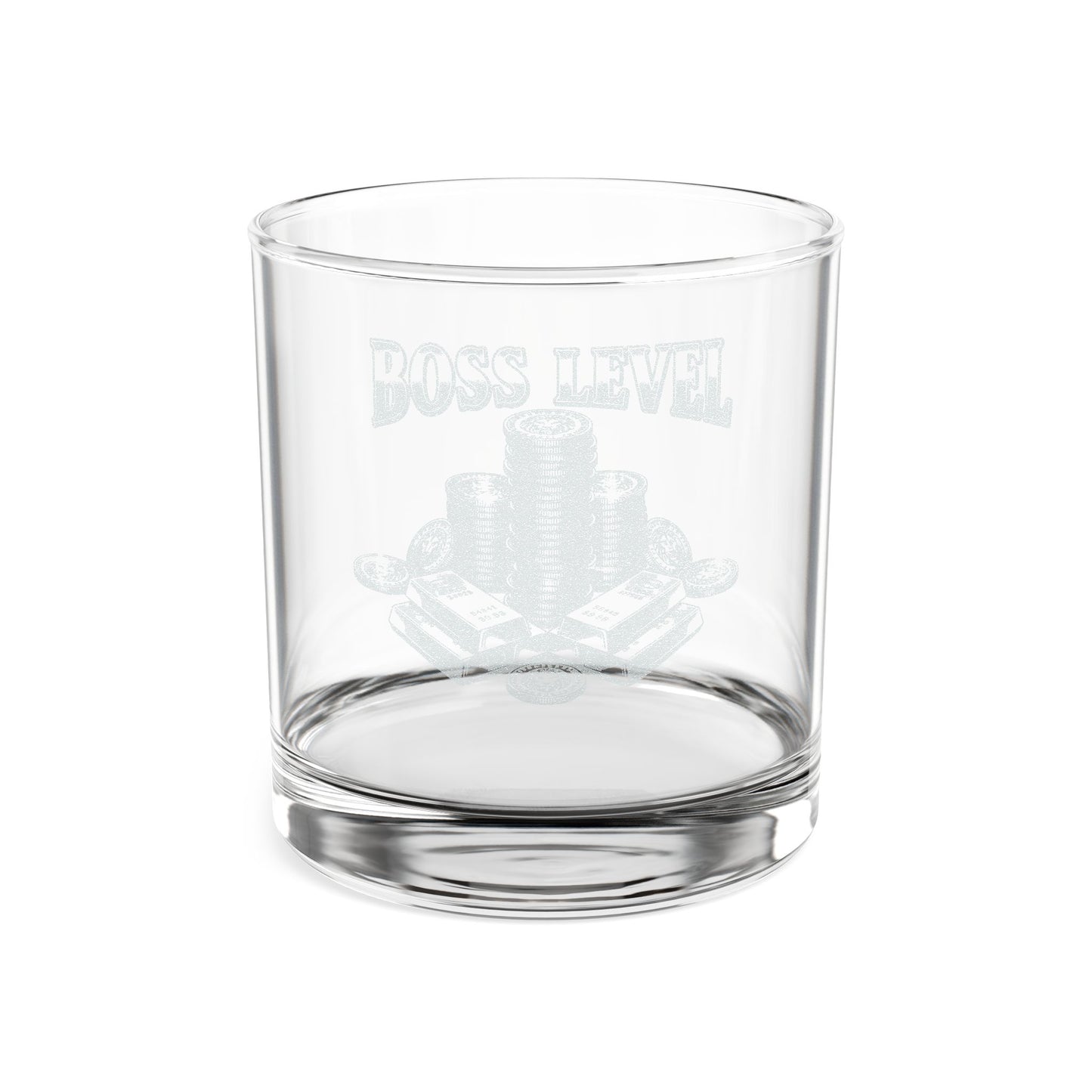 Engraved 'Boss Level' Whiskey Glass — 10.5 oz Rocks Glass