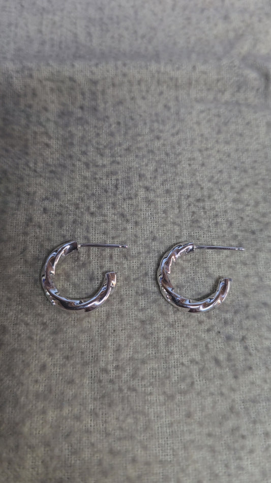2.5 mm sterling silver twisted hoop earrings.