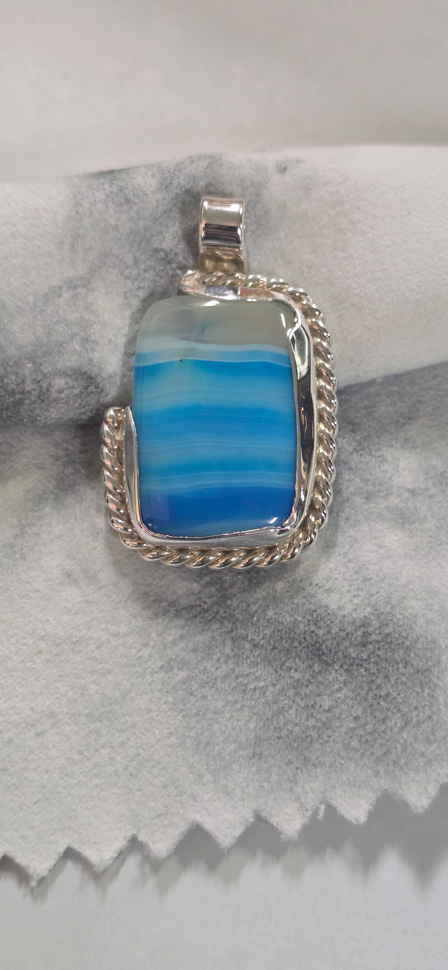 Australian blue banded agate  set in sterling silver.
