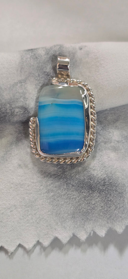 Australian blue banded agate  set in sterling silver.