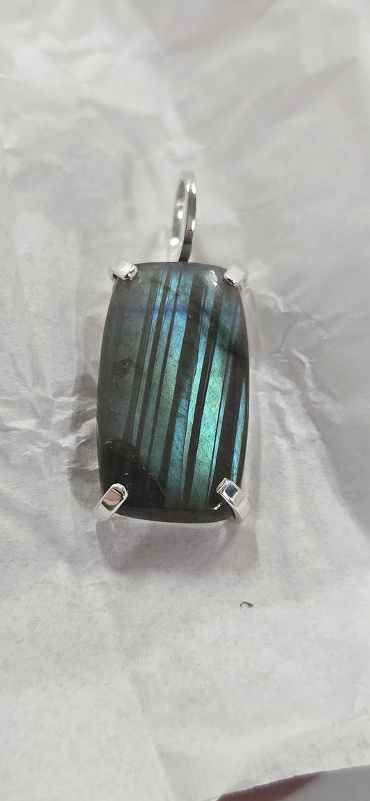 Rectangle labradorite mounted in sterling silver!