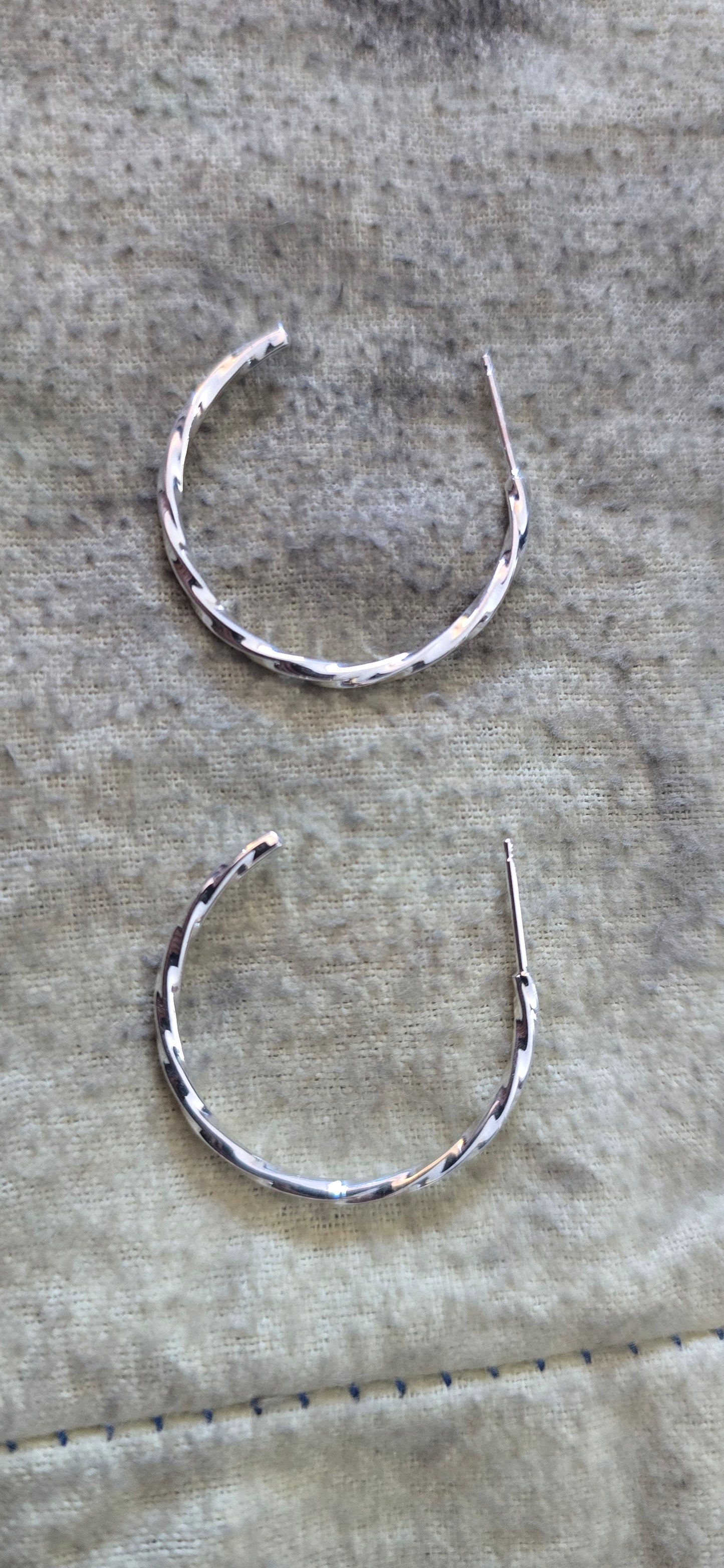 Medium Sterling Silver Twisted Hoop Earrings - 27mm Handcrafted Hoops