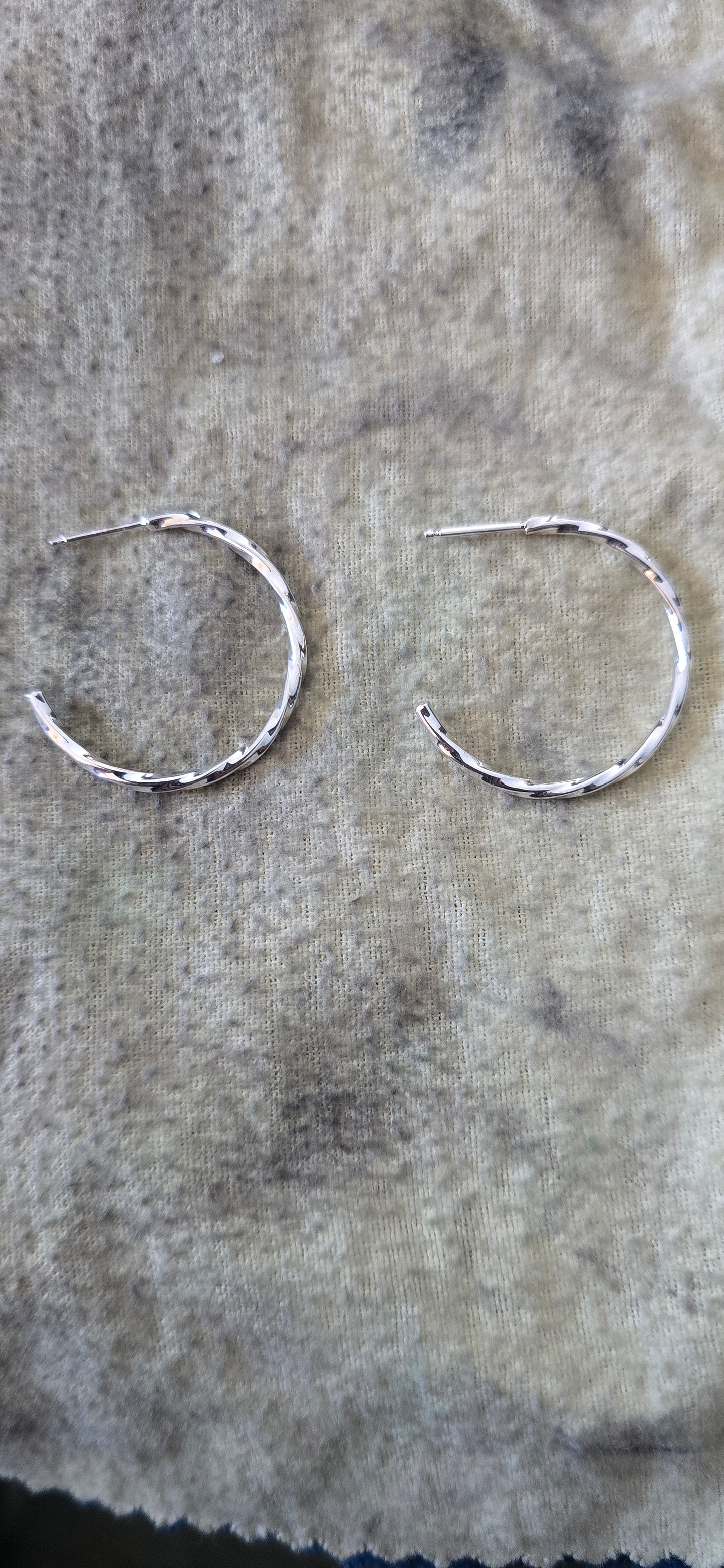 Medium Sterling Silver Twisted Hoop Earrings - 27mm Handcrafted Hoops