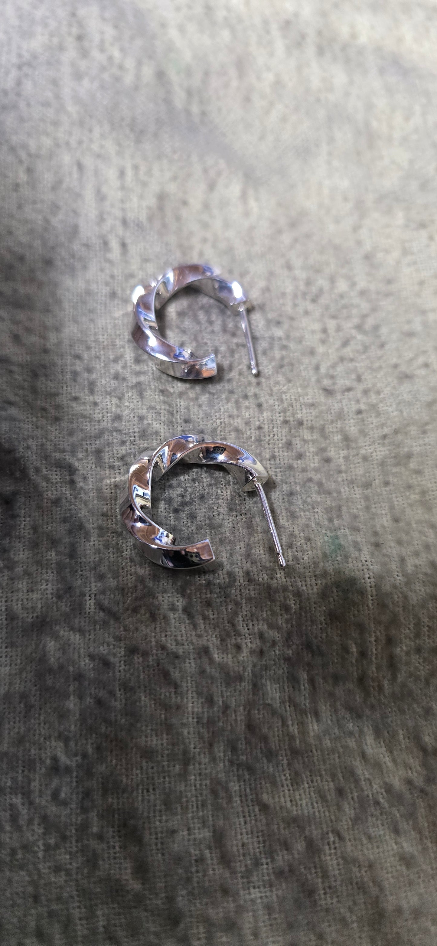 3mm sterling silver twisted solid hoop earrings.