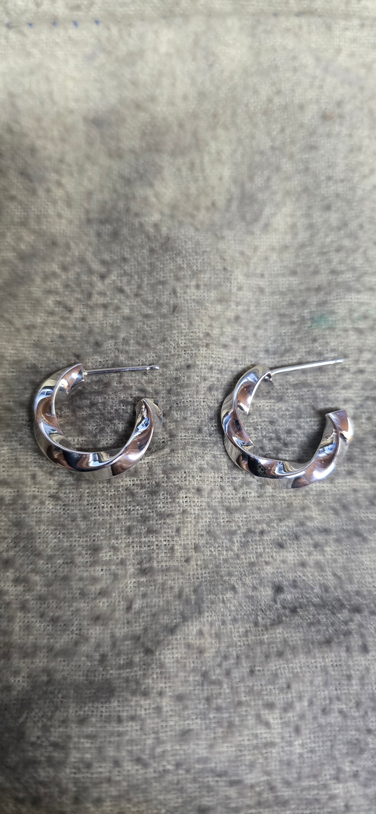 3mm sterling silver twisted solid hoop earrings.