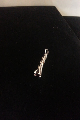 Sterling Silver twisted pendant featuring a Rhodolite Garnet. - Lannan Jewelry
