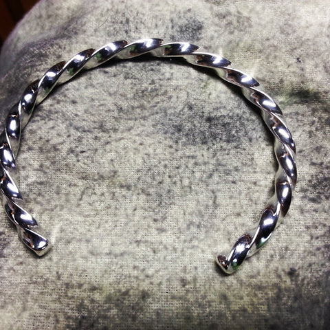 Twisted Solid Sterling silver Bracelet hand made by Nick Lannan - Lannan Jewelry